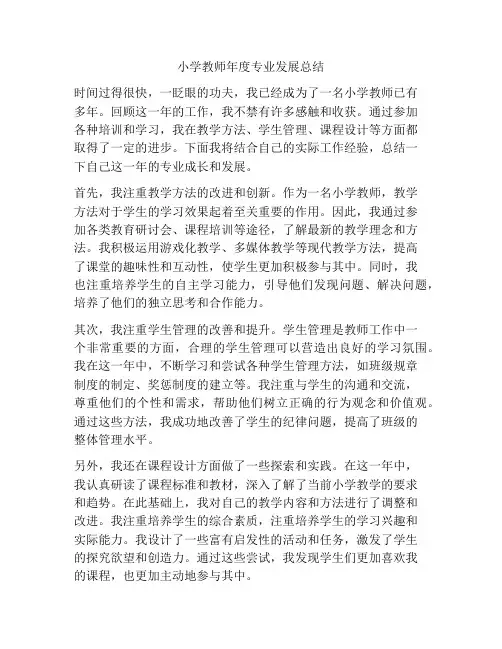 小学教师年度专业发展总结