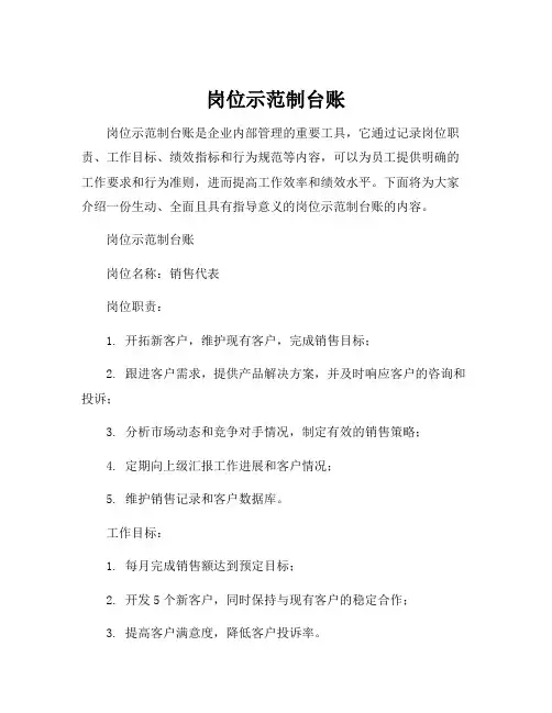 岗位示范制台账
