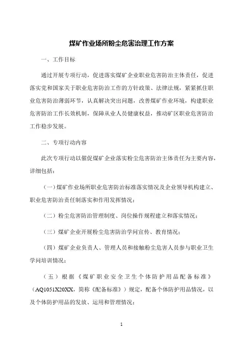 煤矿作业场所粉尘危害治理工作方案