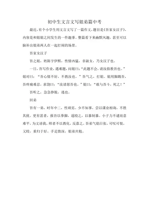 初中生文言文写姐弟篇中考