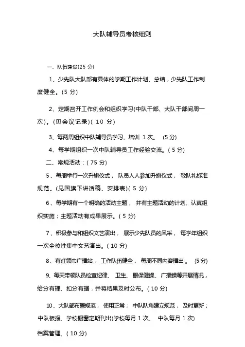 大队辅导员考核细则
