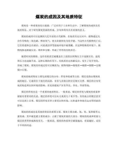 煤炭的成因及其地质特征