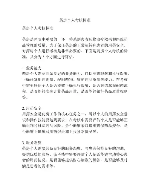 药房个人考核标准
