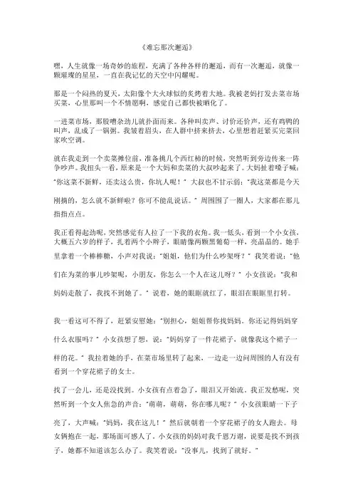 难忘那次邂逅作文800写事
