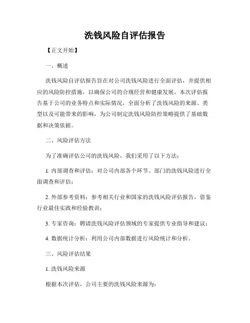 洗钱风险自评估报告