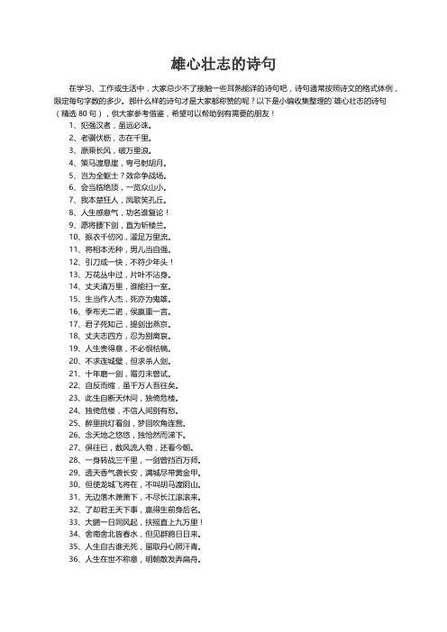 雄心壮志的诗句（精选80句）