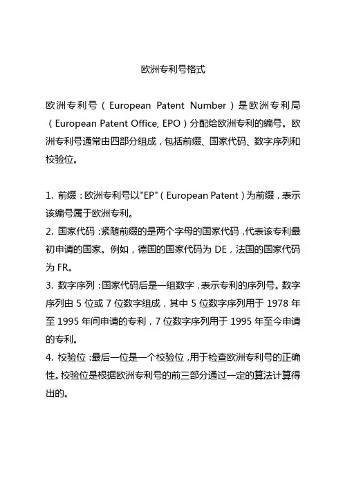 欧洲专利号格式
