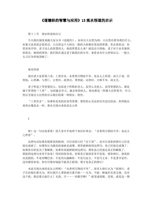 《道德经的智慧与应用》13观水悟道的启示