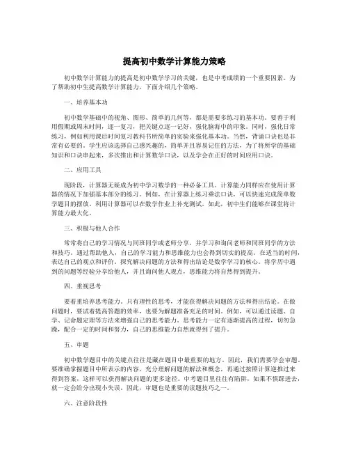 提高初中数学计算能力策略