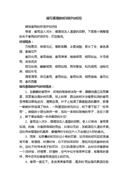 描写春雨的好词好句好段