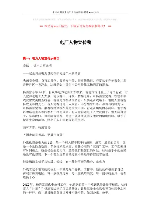 【2018最新】电厂人物宣传稿-精选word文档 (4页)