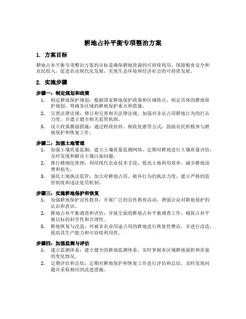 耕地占补平衡专项整治方案
