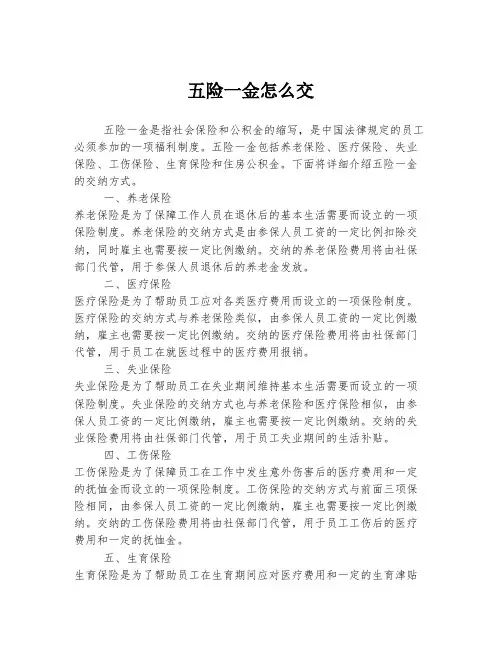 五险一金怎么交