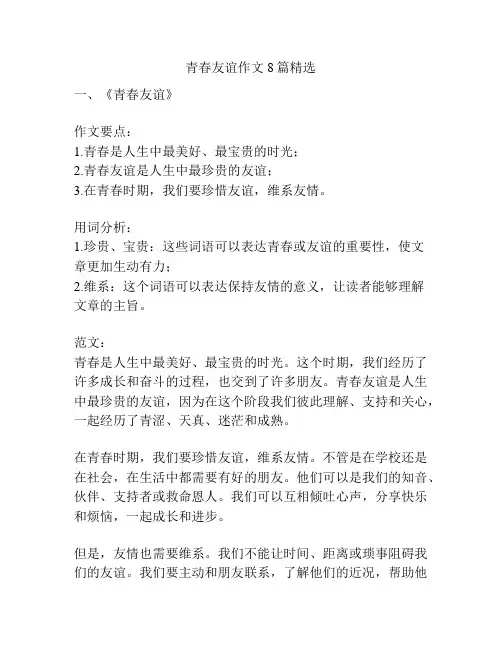 青春友谊作文8篇精选
