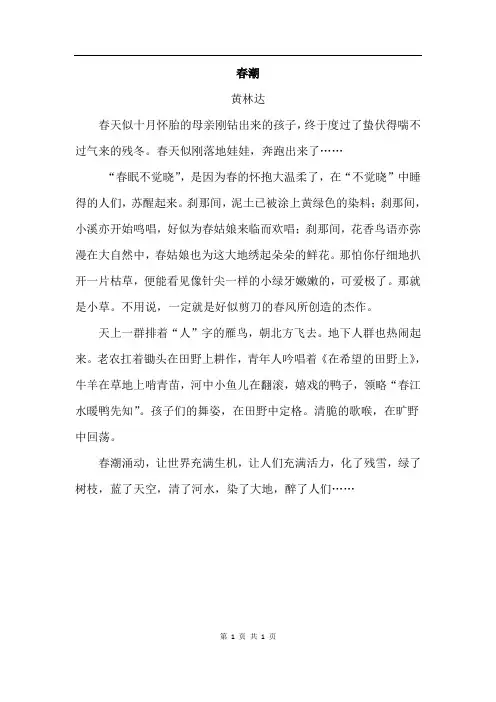 北师大版语文四年级下册 4.春潮(类文)