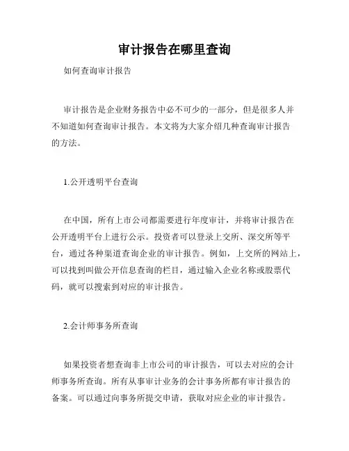 审计报告在哪里查询