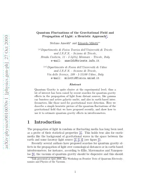 Quantum Fluctuations of the Gravitational Field and Propagation of Light a Heuristic Approa