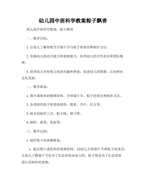 幼儿园中班科学教案粽子飘香