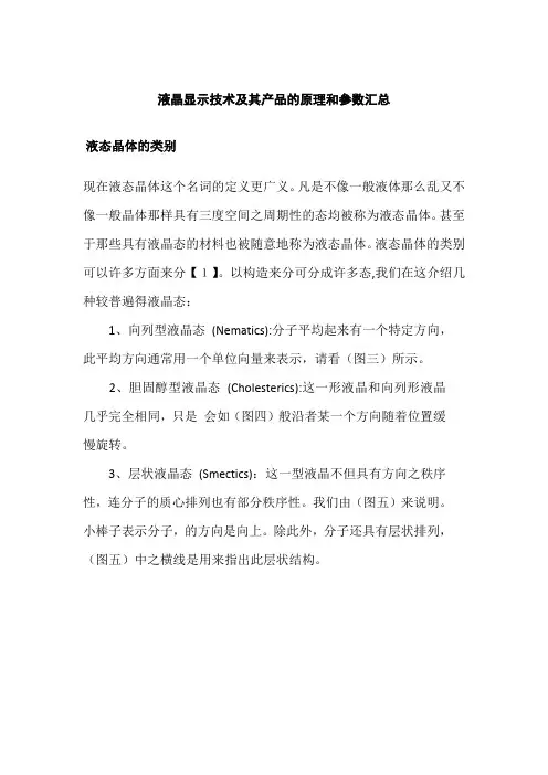 液晶显示技术及其产品的原理和参数汇总
