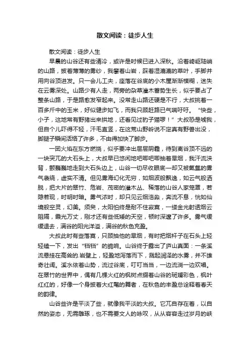 散文阅读：徒步人生