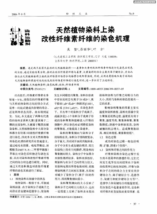 天然植物染料上染改性纤维素纤维的染色机理