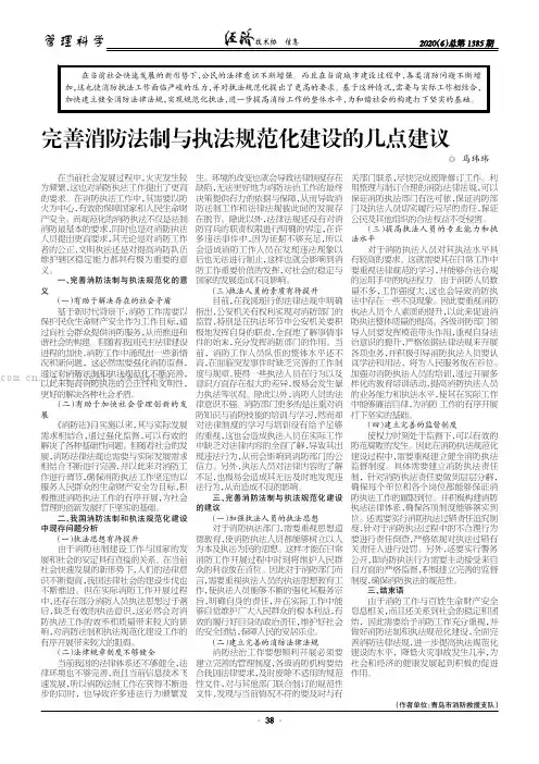 完善消防法制与执法规范化建设的几点建议