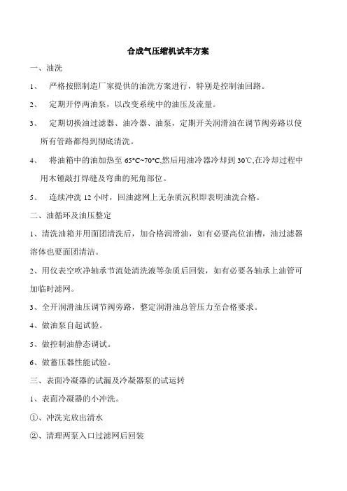 合成气压缩机试车方案