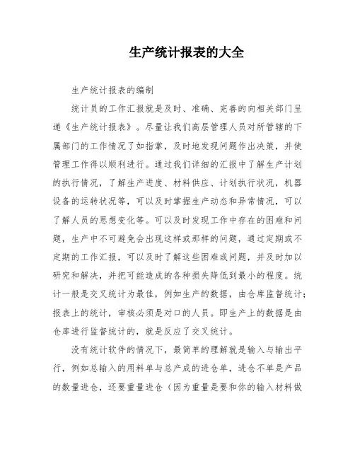 生产统计报表的大全