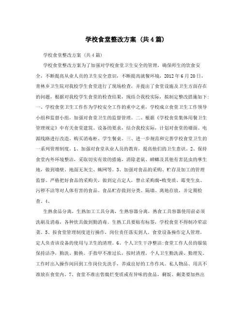 学校食堂整改方案