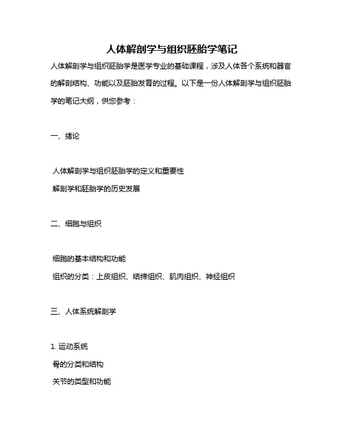 人体解剖学与组织胚胎学笔记