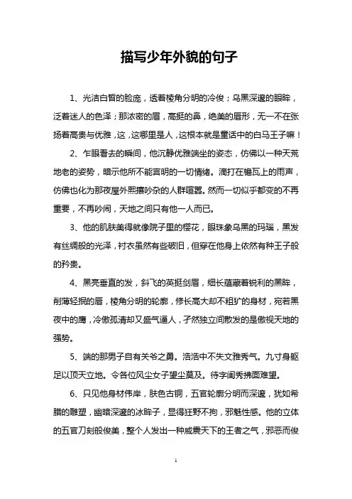 描写少年外貌的句子