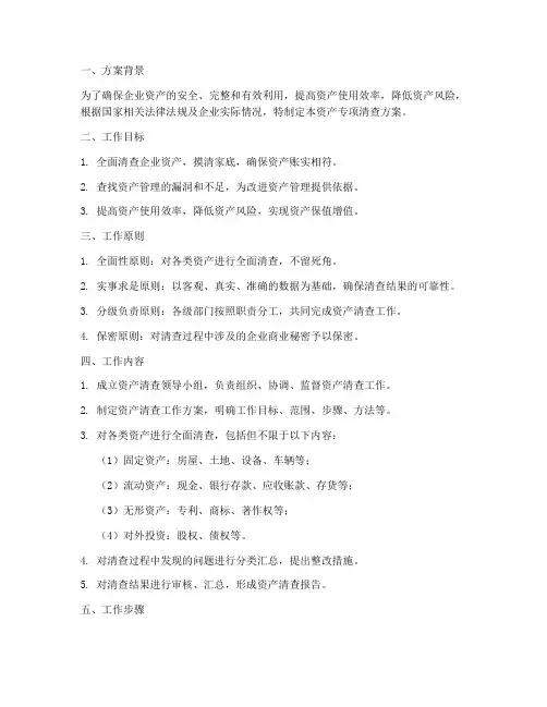 资产专项清查方案模板