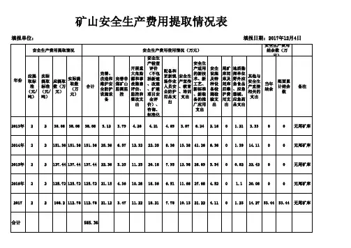 安全生产费用提取和使用统计表