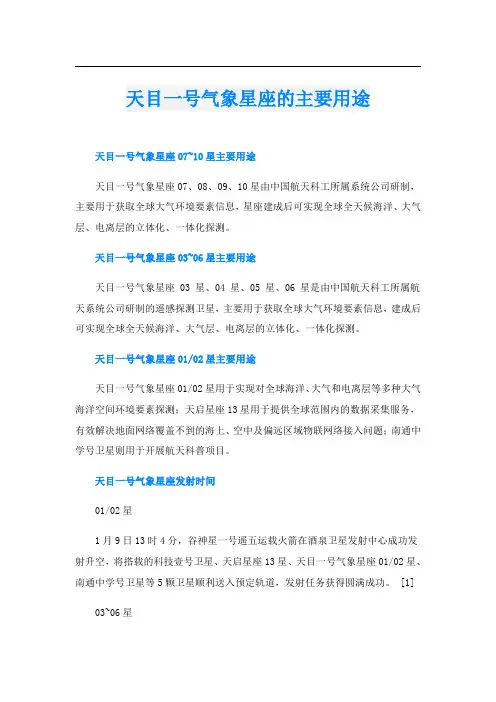 天目一号气象星座的主要用途