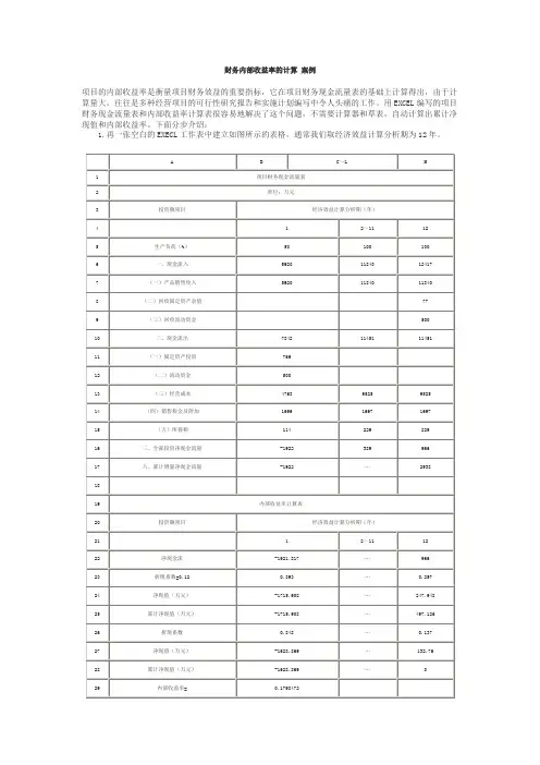 财务内部收益率的计算 案例