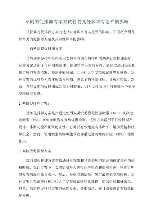 不同的促排卵方案对试管婴儿妊娠率有怎样的影响