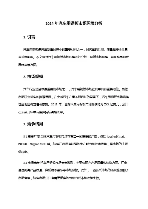 2024年汽车用钢板市场环境分析