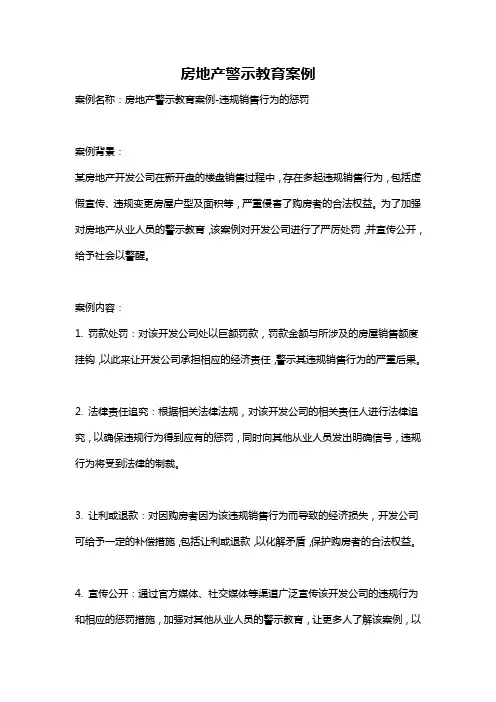 房地产警示教育案例