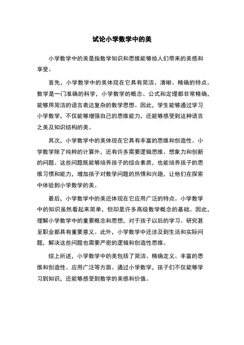 试论小学数学中的美