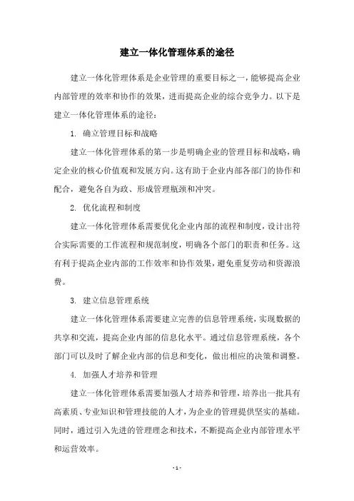 建立一体化管理体系的途径