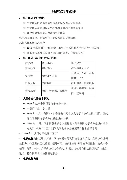 电子政务考试资料