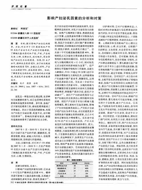 影响产妇泌乳因素的分析和对策