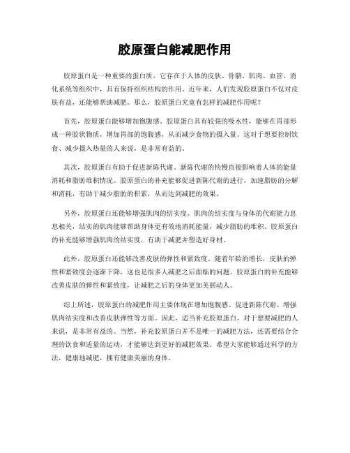 胶原蛋白能减肥作用