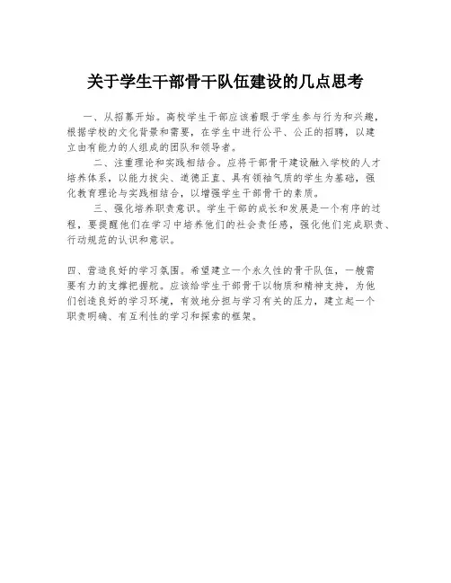 关于学生干部骨干队伍建设的几点思考