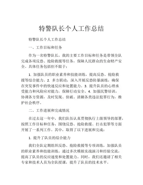 特警队长个人工作总结