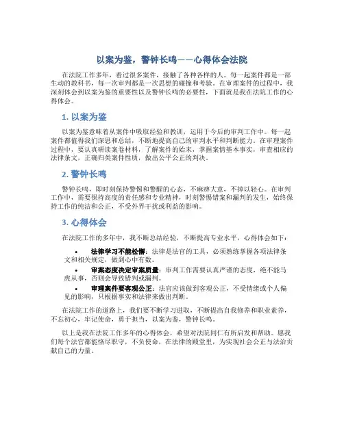 以案为鉴,警钟长鸣心得体会法院