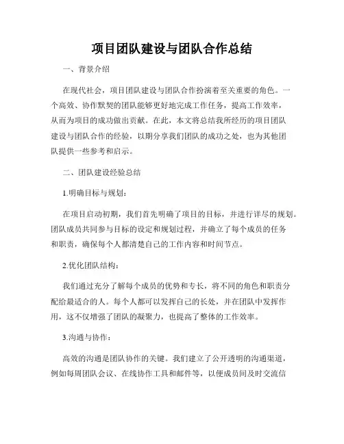 项目团队建设与团队合作总结