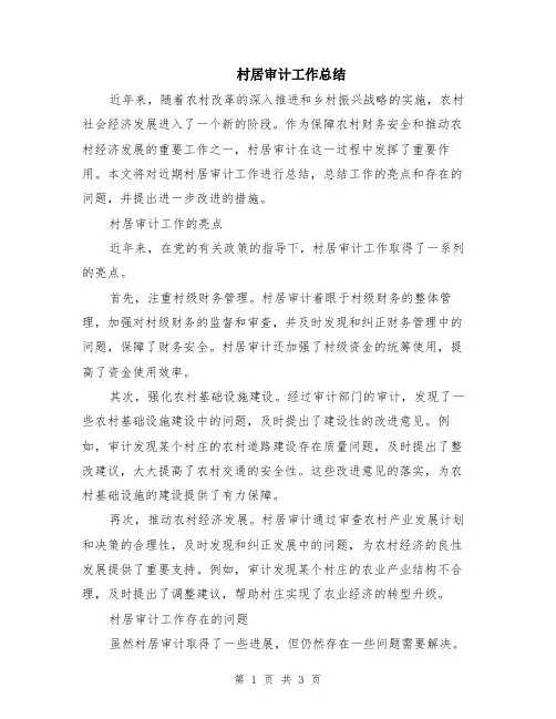 村居审计工作总结