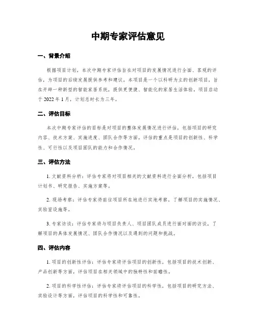 中期专家评估意见