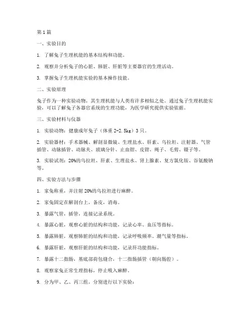 机能兔子实验报告(3篇)